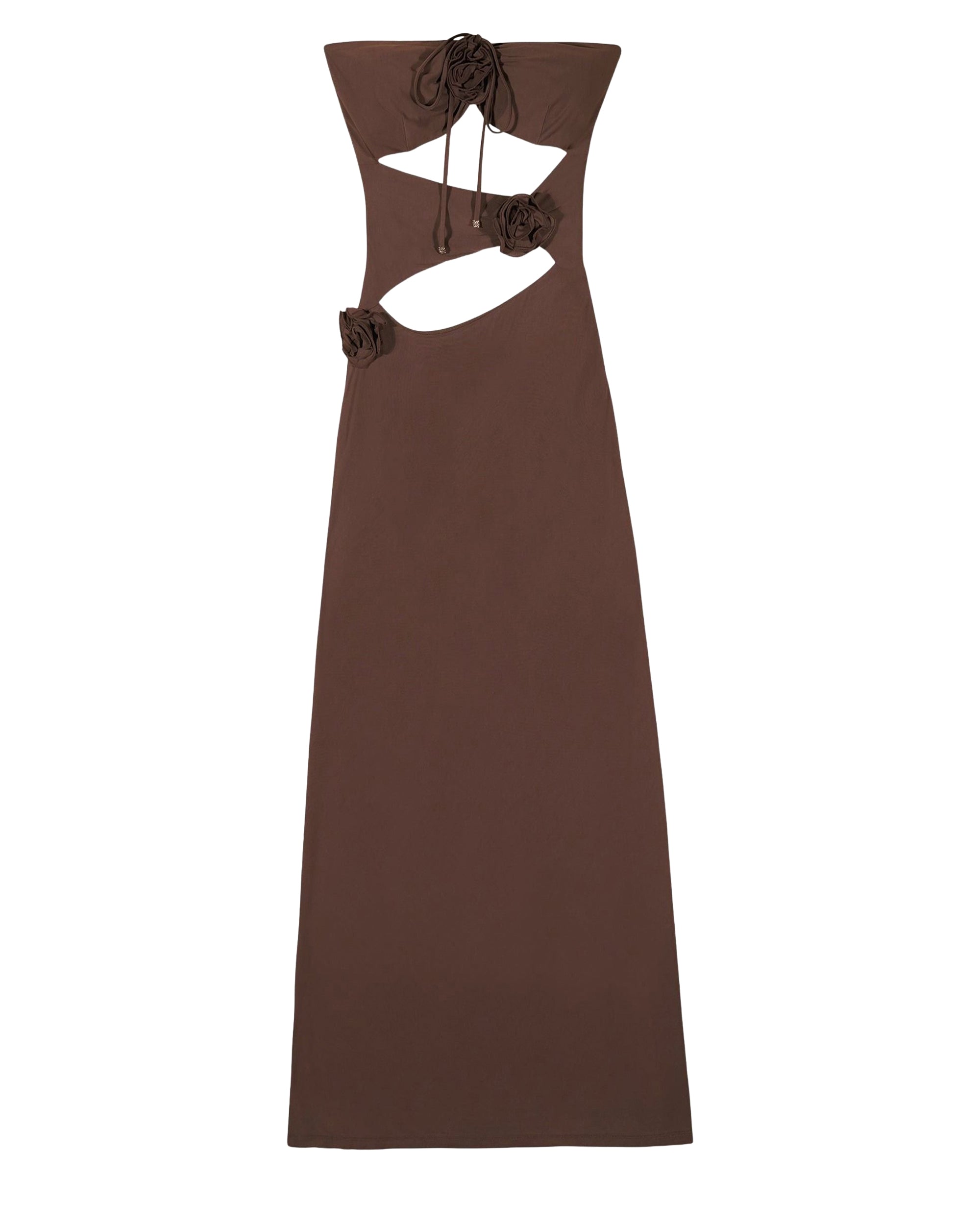 Robe longue à bretelles Robbin - Chocolat