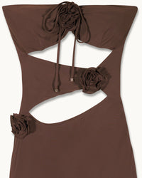 Robe longue à bretelles Robbin - Chocolat