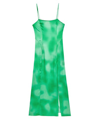 Robe longue à bretelles Noah en soie - Fuzzy Green