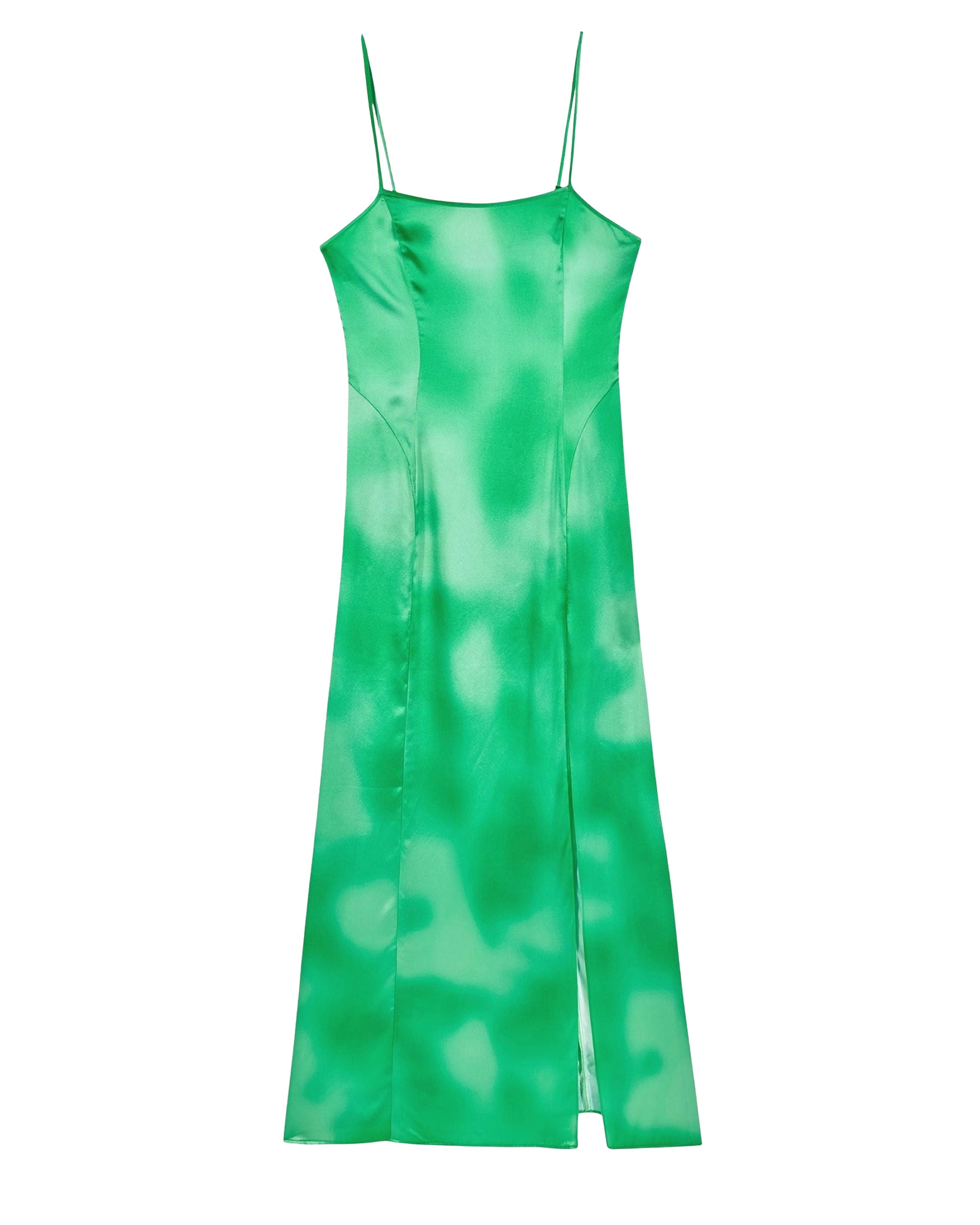 Robe longue à bretelles Noah en soie - Fuzzy Green