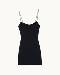 NOIR / NEW / QTY : 11 / Robe Courte Bretelles à Strass Multicolores - Noir