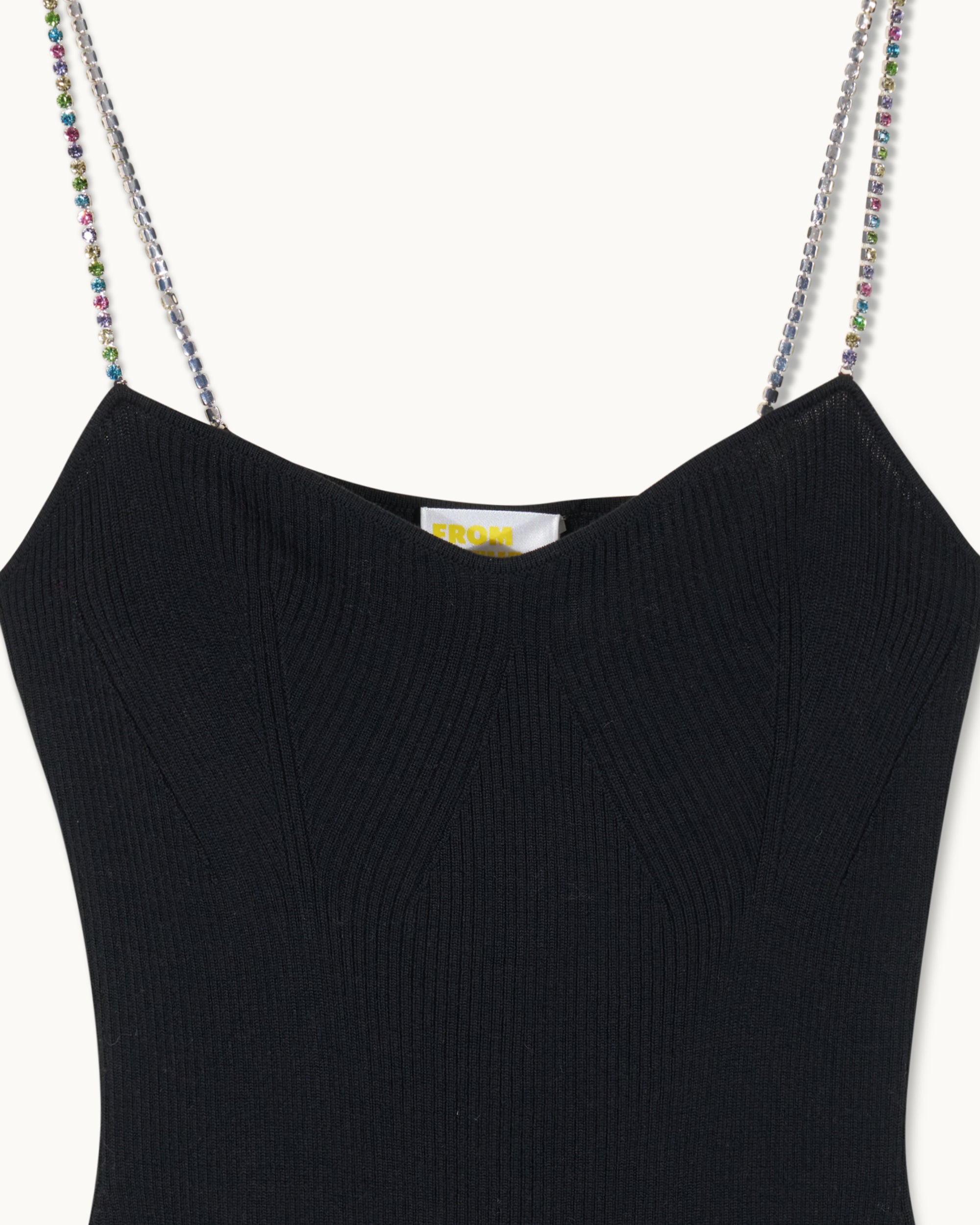 Robe courte à bretelles en laine - Noir