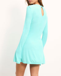 Naïm short dress with long sleeves - Aqua Green