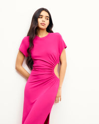 TROPICAL RASPBERRY / NEW / QTY : 63 / Robe Longue Manches Courtes Harper - Tropical Raspberry