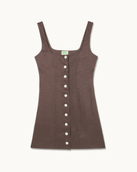 CHOCOLAT / NEW / QTY : 72 / Robe Courte Bretelles Simona - Chocolat