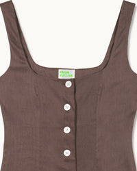 CHOCOLAT / NEW / QTY : 72 / Robe Courte Bretelles Simona - Chocolat