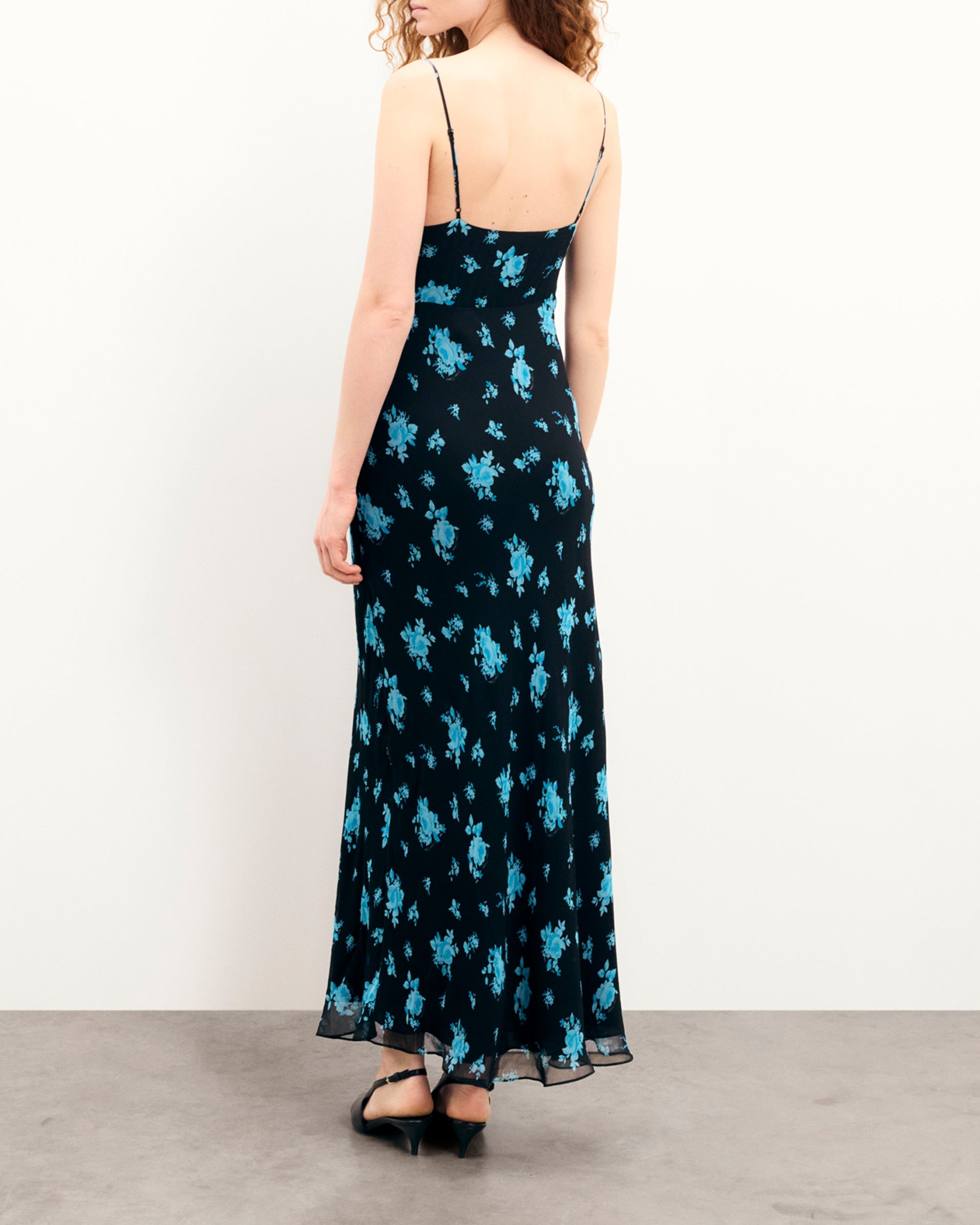 Robe longue à bretelles Giada - Midnight Bouquet