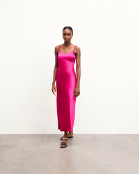 TROPICAL RASPBERRY / NEW / QTY : 43 / Robe Longue Bretelles Batya - Tropical Raspberry