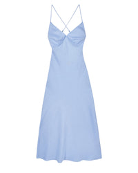 Robe longue à bretelles Arielle en lin - Baby Blue