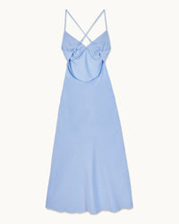 Robe longue à bretelles Arielle en lin - Baby Blue