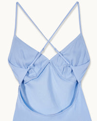 Robe longue à bretelles Arielle en lin - Baby Blue