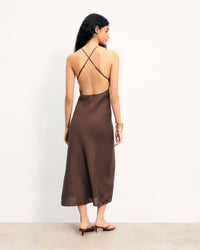 CHOCOLAT / NEW / QTY : 83 / Robe Longue Bretelles Arielle - Chocolat