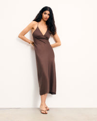 CHOCOLAT / NEW / QTY : 83 / Robe Longue Bretelles Arielle - Chocolat