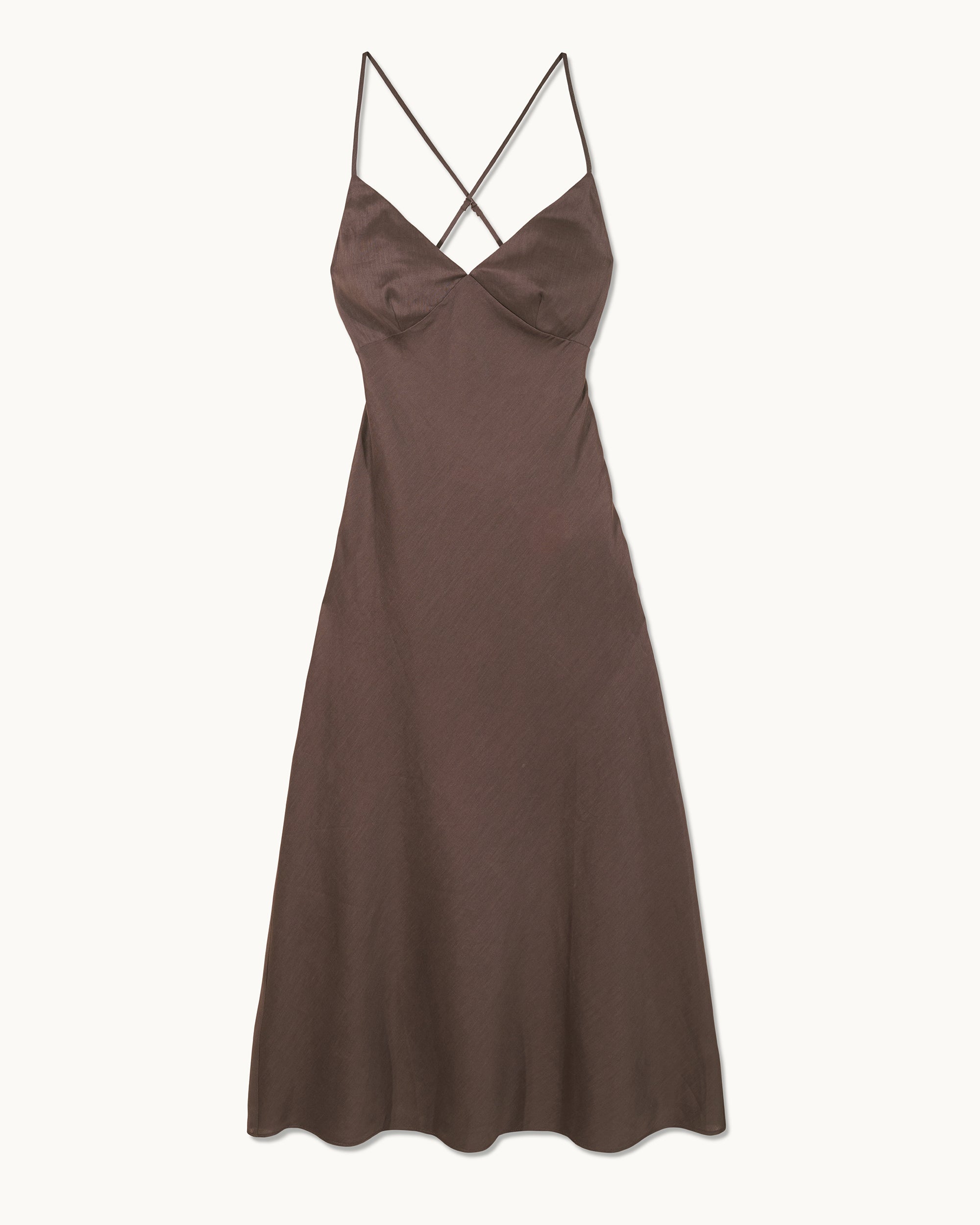 CHOCOLAT / NEW / QTY : 83 / Robe Longue Bretelles Arielle - Chocolat