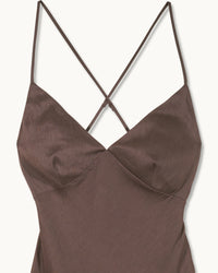 CHOCOLAT / NEW / QTY : 83 / Robe Longue Bretelles Arielle - Chocolat