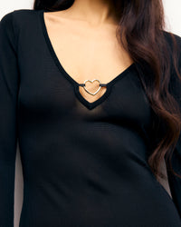 Robe courte bijoux cœur - Noir