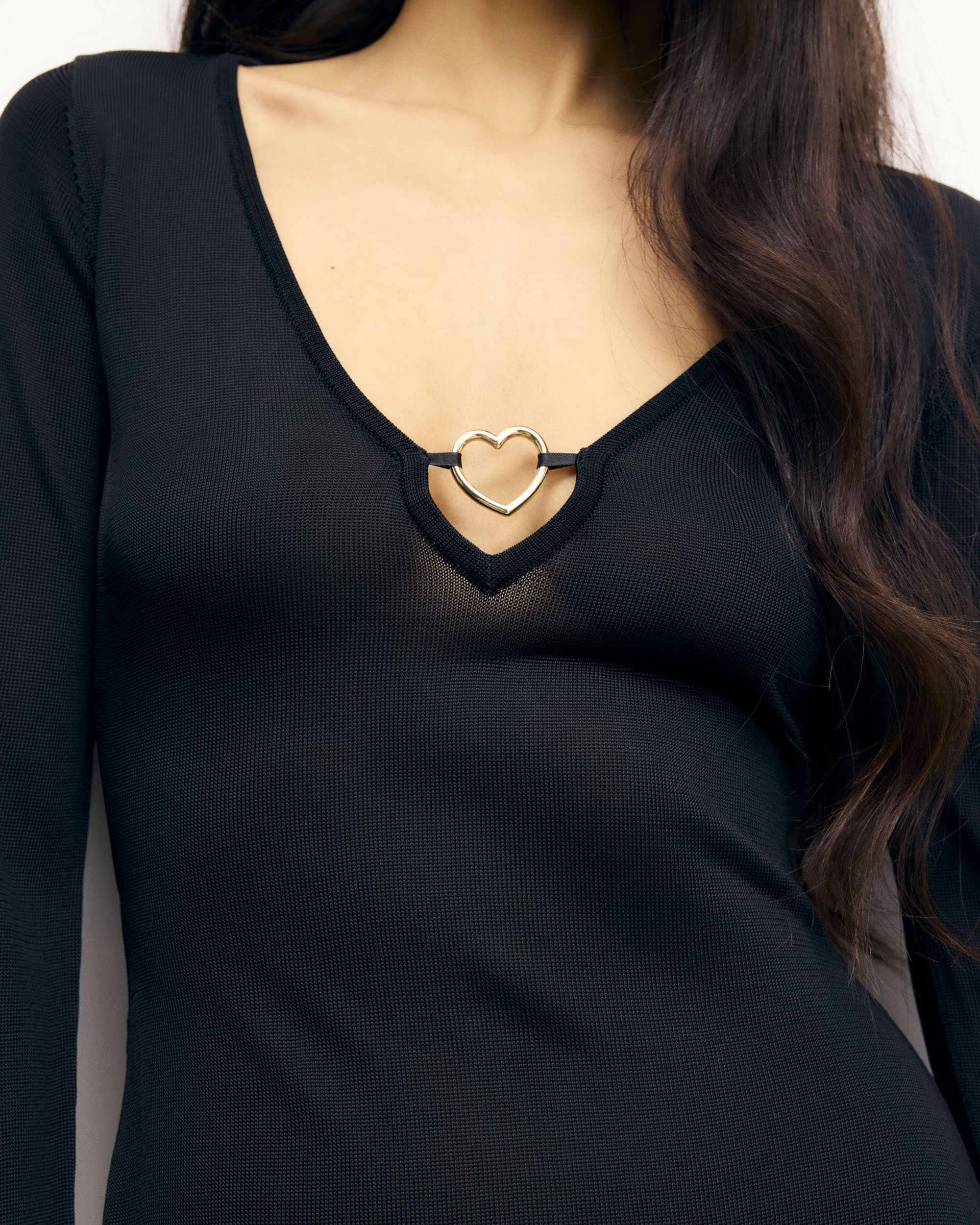 Robe courte bijoux cœur - Noir