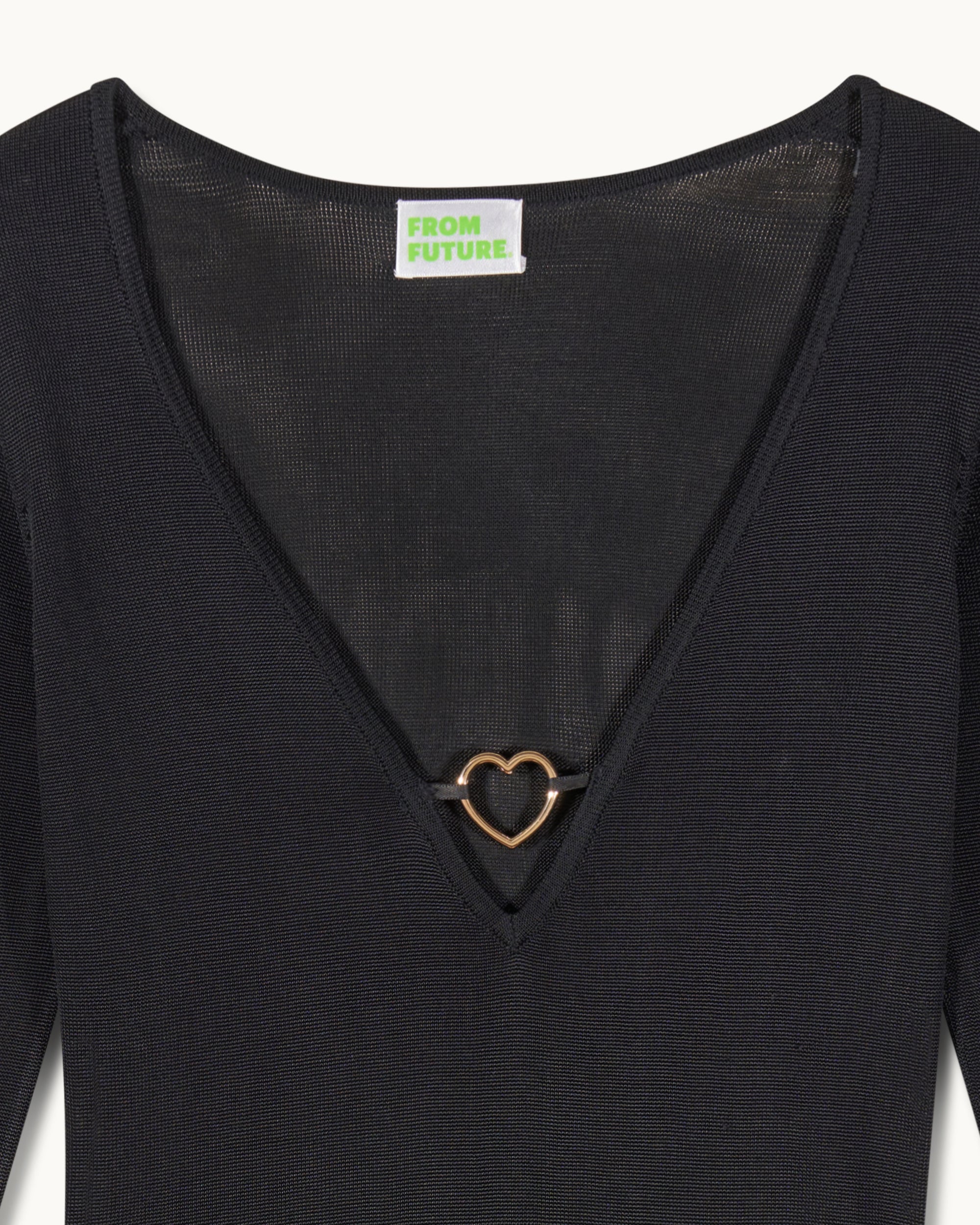 Robe courte bijoux cœur - Noir