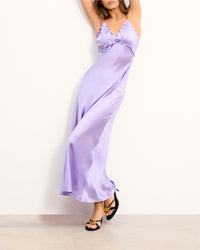 Lucie silk strapless maxi dress - Lilac