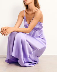 Lucie silk strapless maxi dress - Lilac