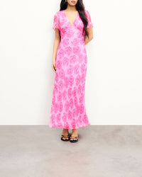 Robe longue à manches courtes Michaela - Candy Flowers