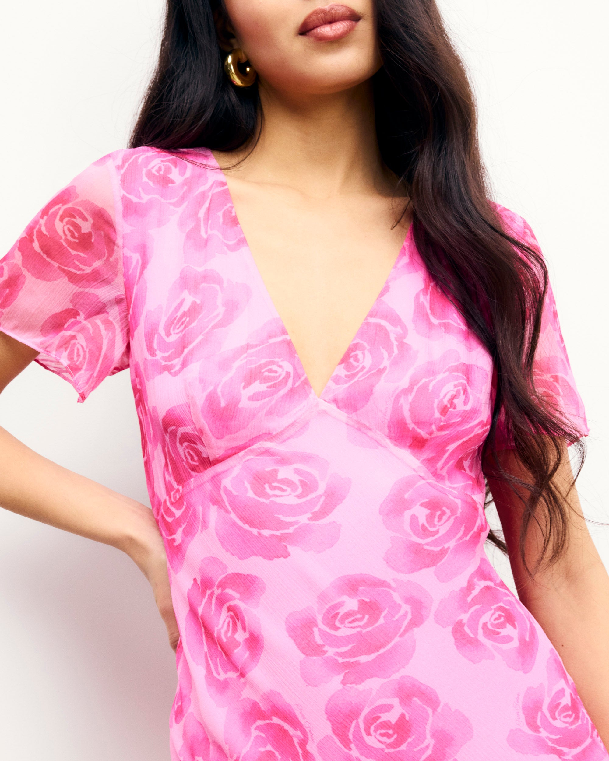 Robe longue à manches courtes Michaela - Candy Flowers