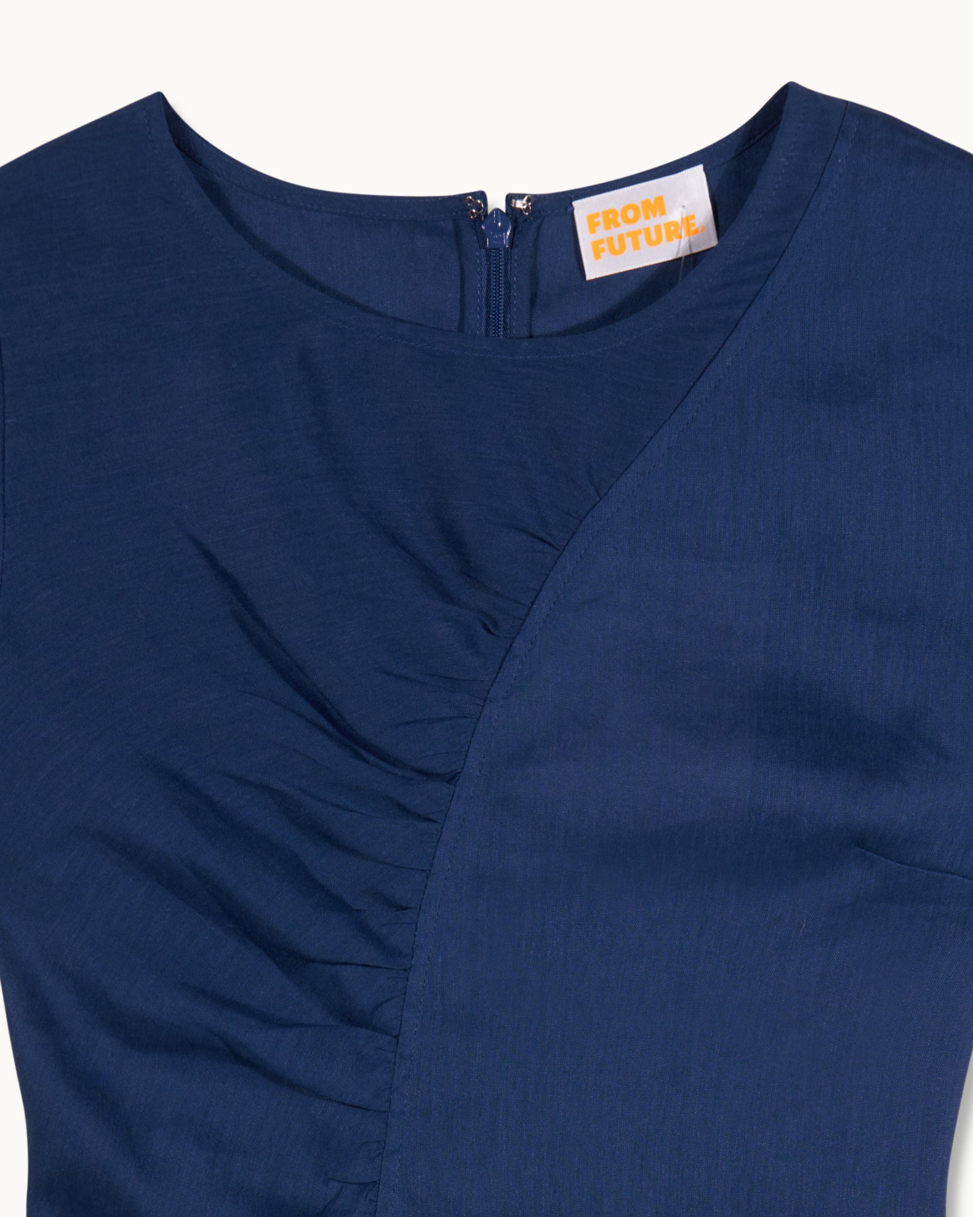 Robe courte à manches courtes Yaëlle en lin - Navy