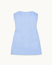 Robe courte bustier Nola en lin - Baby Blue