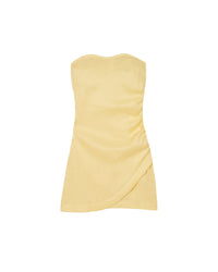Robe courte bustier Nola en lin - Sky Yellow
