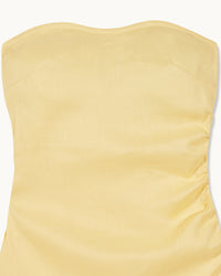 Robe courte bustier Nola en lin - Sky Yellow