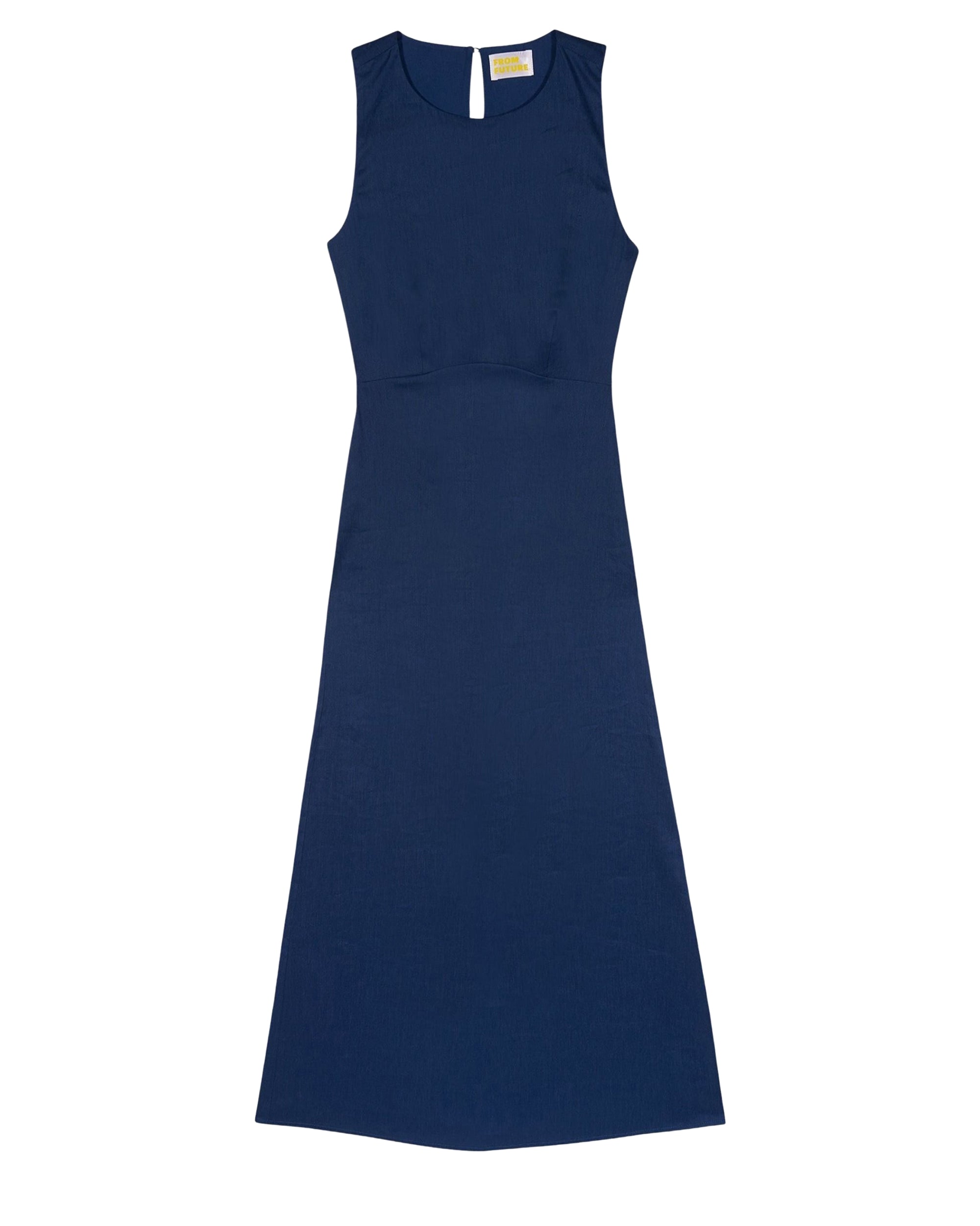 Addi strapless maxi dress in linen - Navy