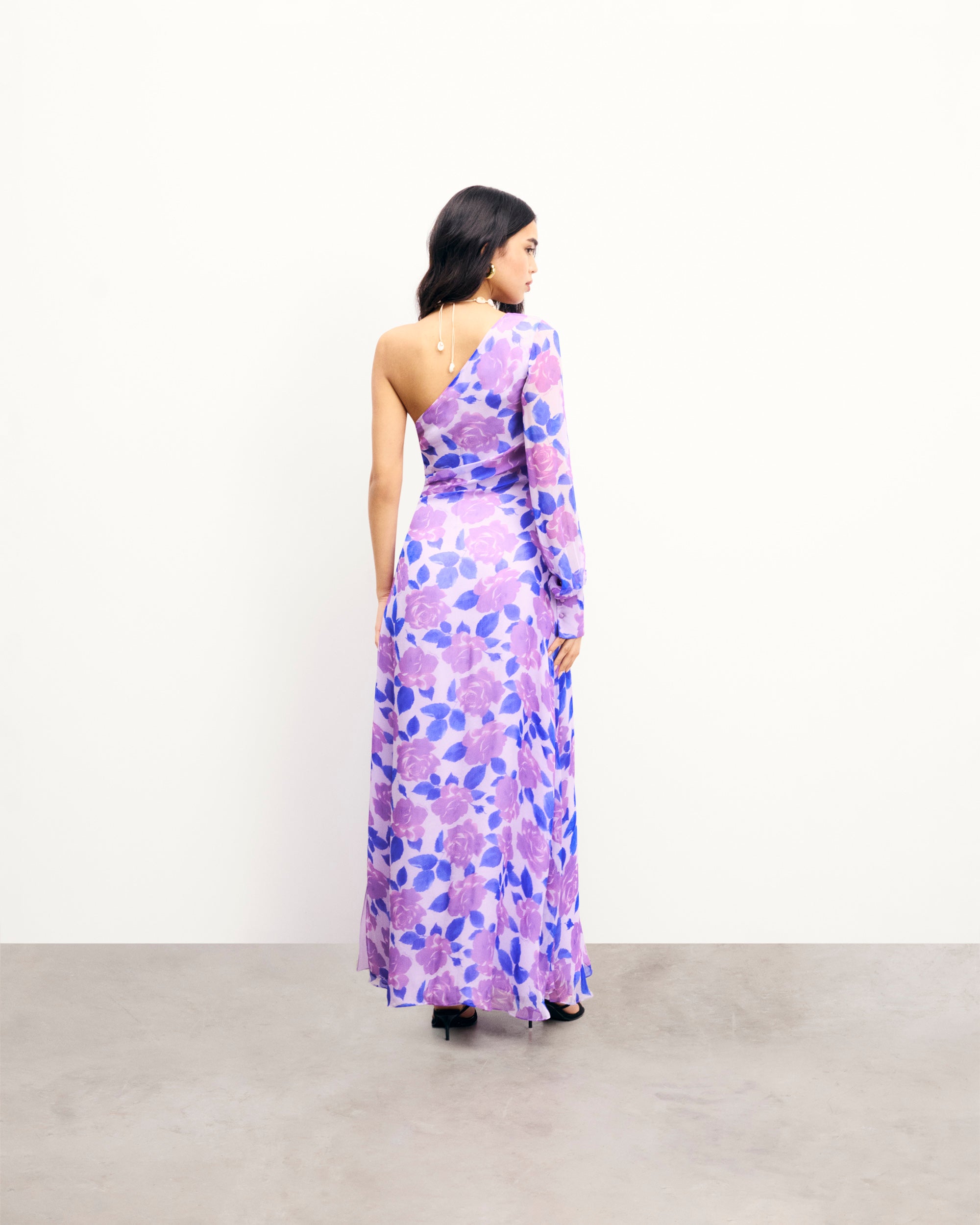 Robe longue asymétrique Angia - Electric Roses Purple