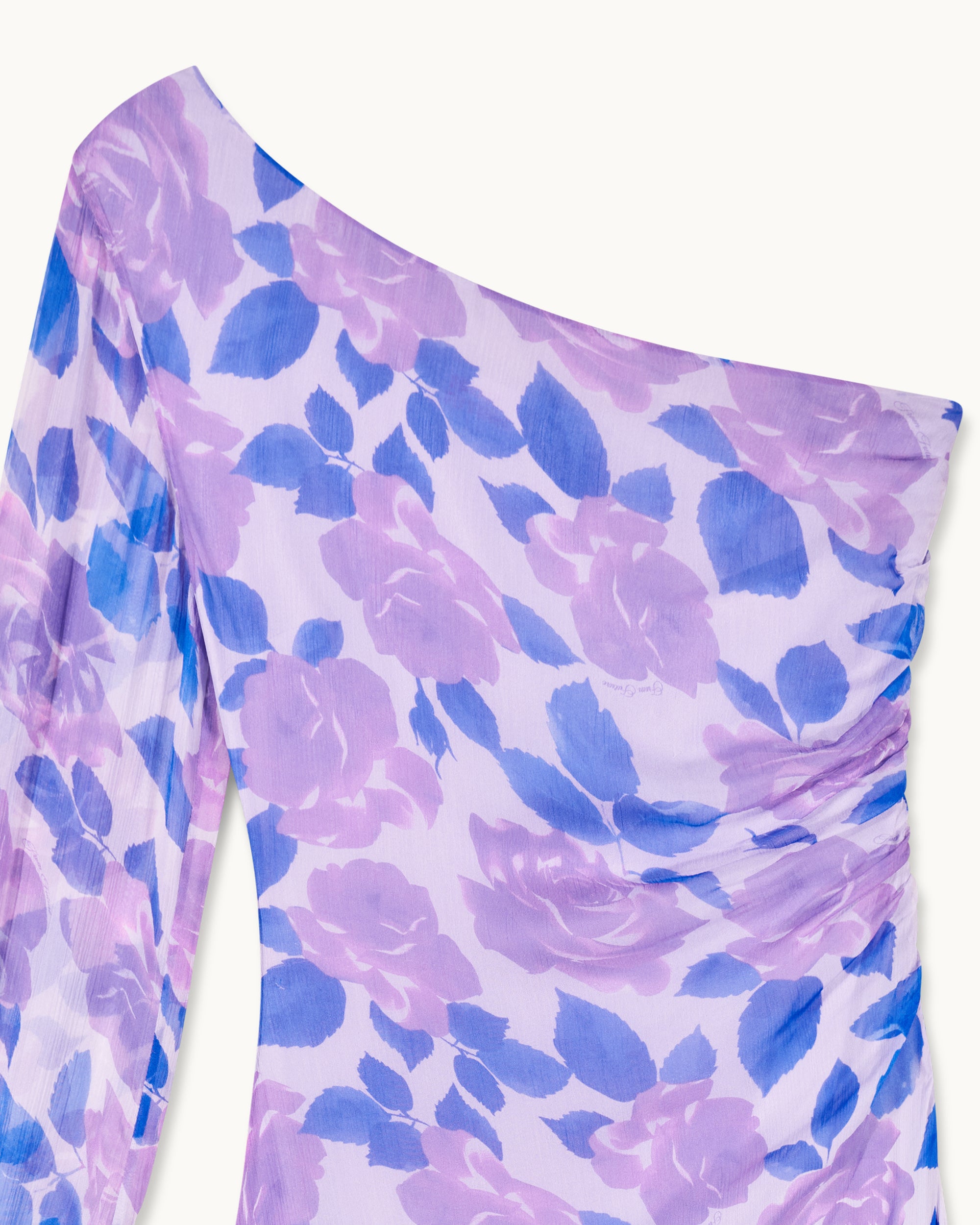 ELECTRIC ROSES PURPLE / NEW / QTY : 58 / Robe Longue Asymétrique Angia - Electric Roses Purple