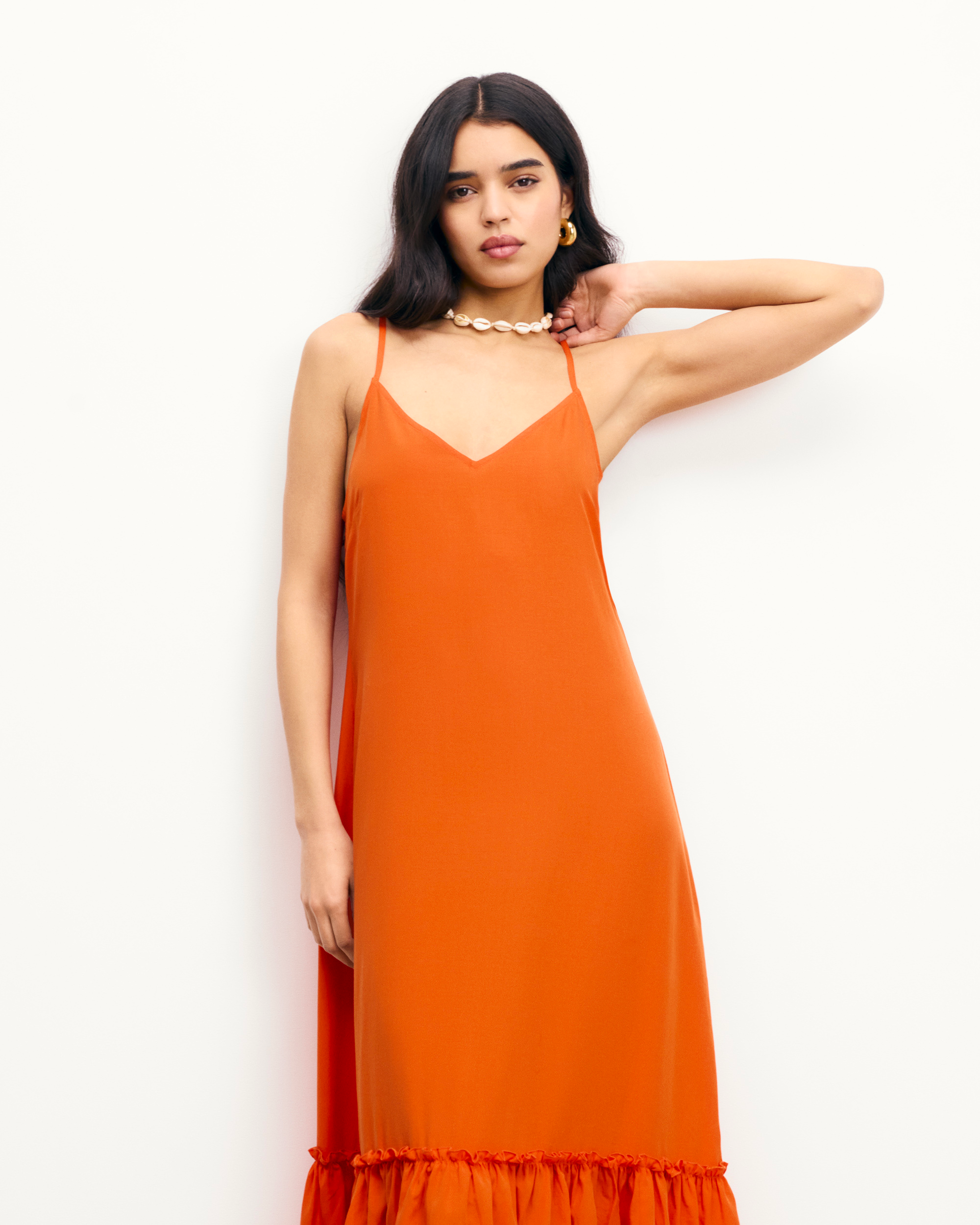 FANTASY ORANGE / NEW / QTY : 78 / Robe Longue Bretelles Tallia - Fantasy Orange