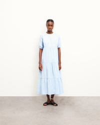 BABY BLUE / NEW / QTY : 117 / Robe Longue Manches Courtes Nella - Baby Blue