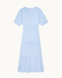 BABY BLUE / NEW / QTY : 117 / Robe Longue Manches Courtes Nella - Baby Blue
