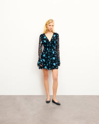 MIDNIGHT BOUQUET / NEW / QTY : 103 / Robe Courte Manches Longues Lina - Midnight Bouquet