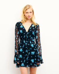 MIDNIGHT BOUQUET / NEW / QTY : 103 / Robe Courte Manches Longues Lina - Midnight Bouquet