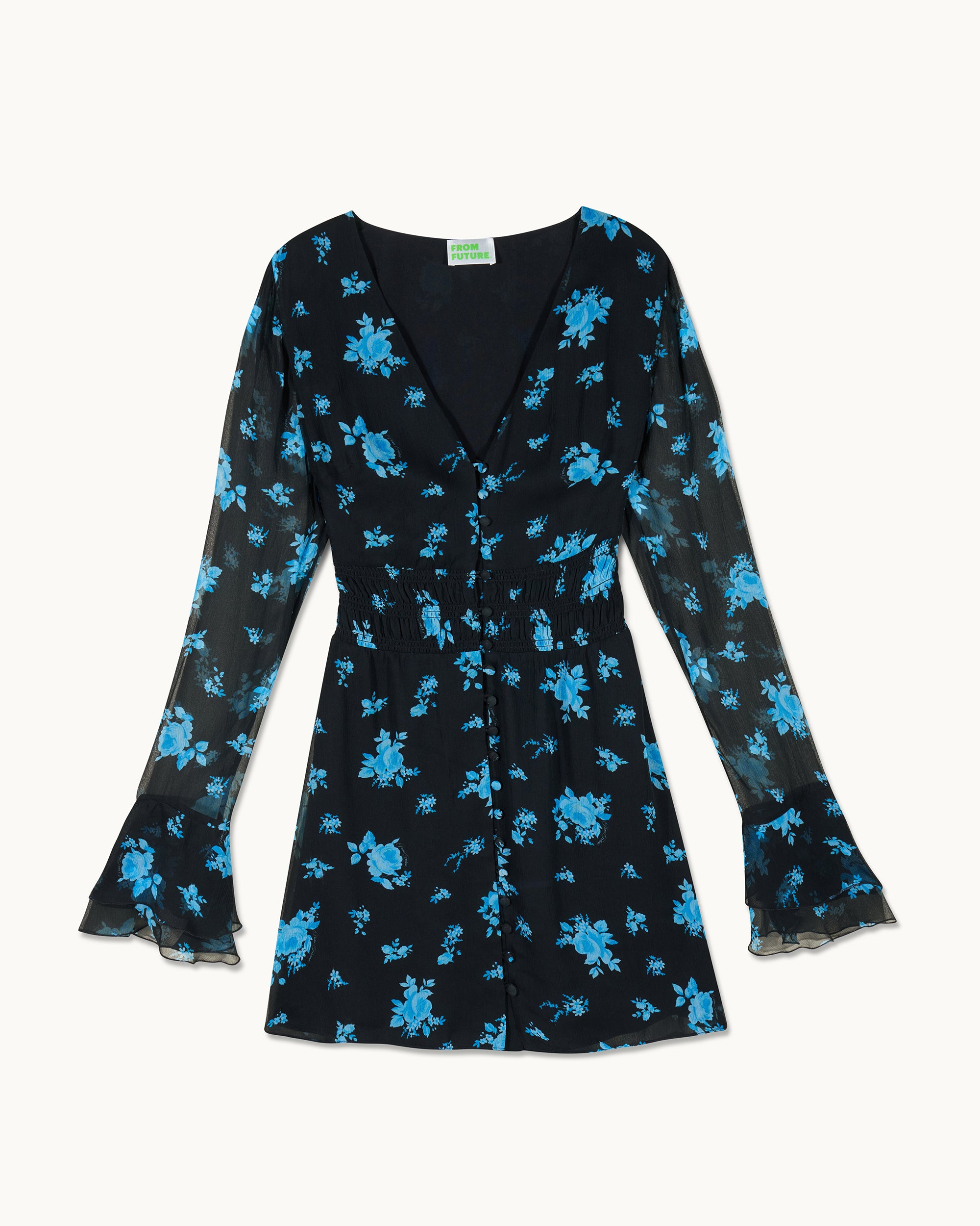 MIDNIGHT BOUQUET / NEW / QTY : 103 / Robe Courte Manches Longues Lina - Midnight Bouquet