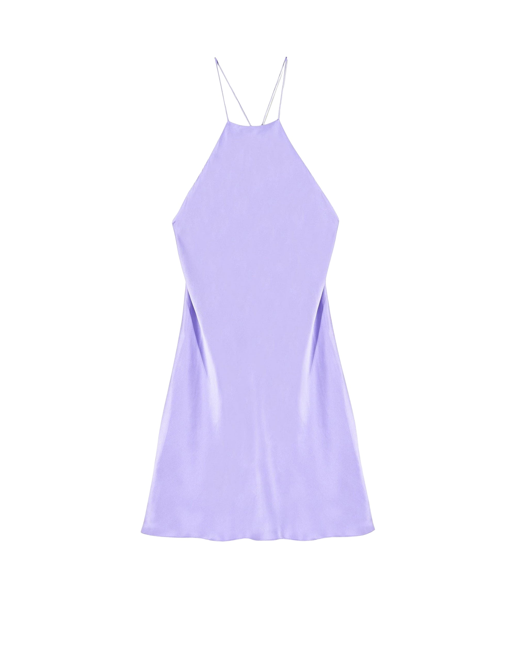 Robe courte à bretelles Serena en soie - Lilas