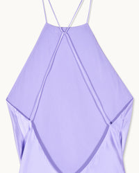 Robe courte à bretelles Serena en soie - Lilas