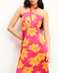 Robe longue dos nu Alma en soie - Floating Garden