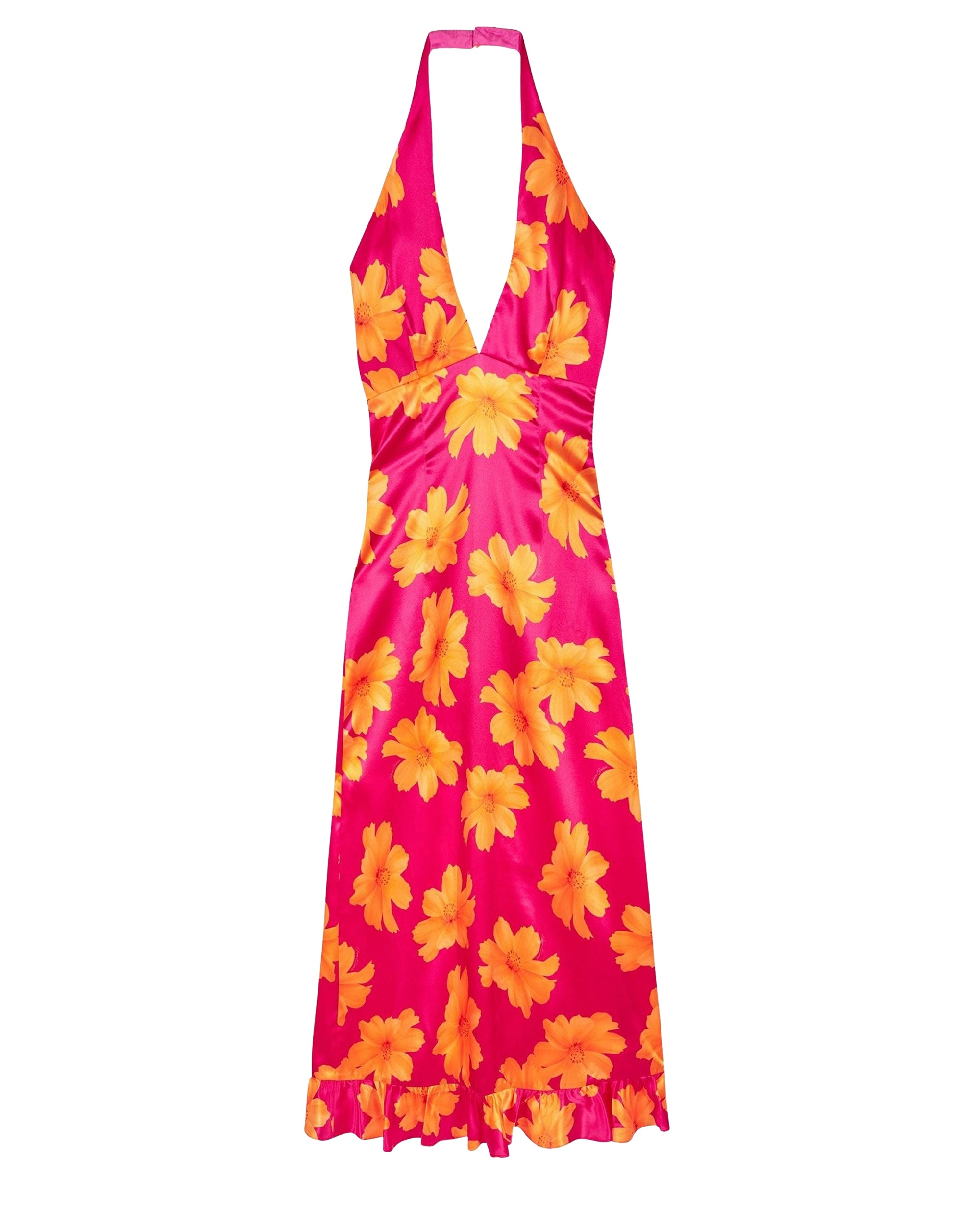 Robe longue dos nu Alma en soie - Floating Garden