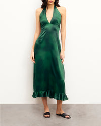 Robe longue dos nu Alma en soie - Blurry Garden