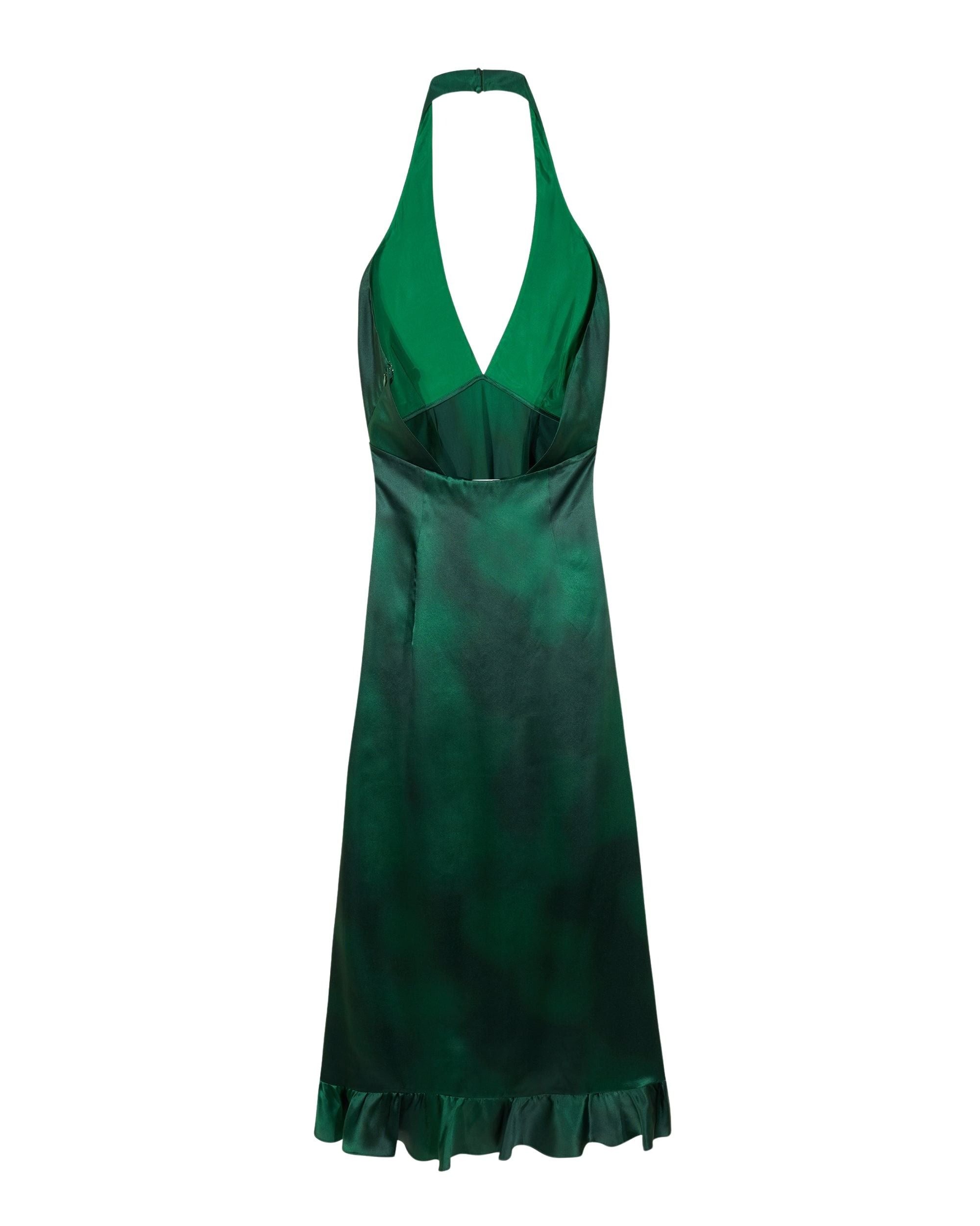 Robe longue dos nu Alma en soie - Blurry Garden