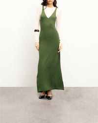 Robe longue à bretelles - Kaki
