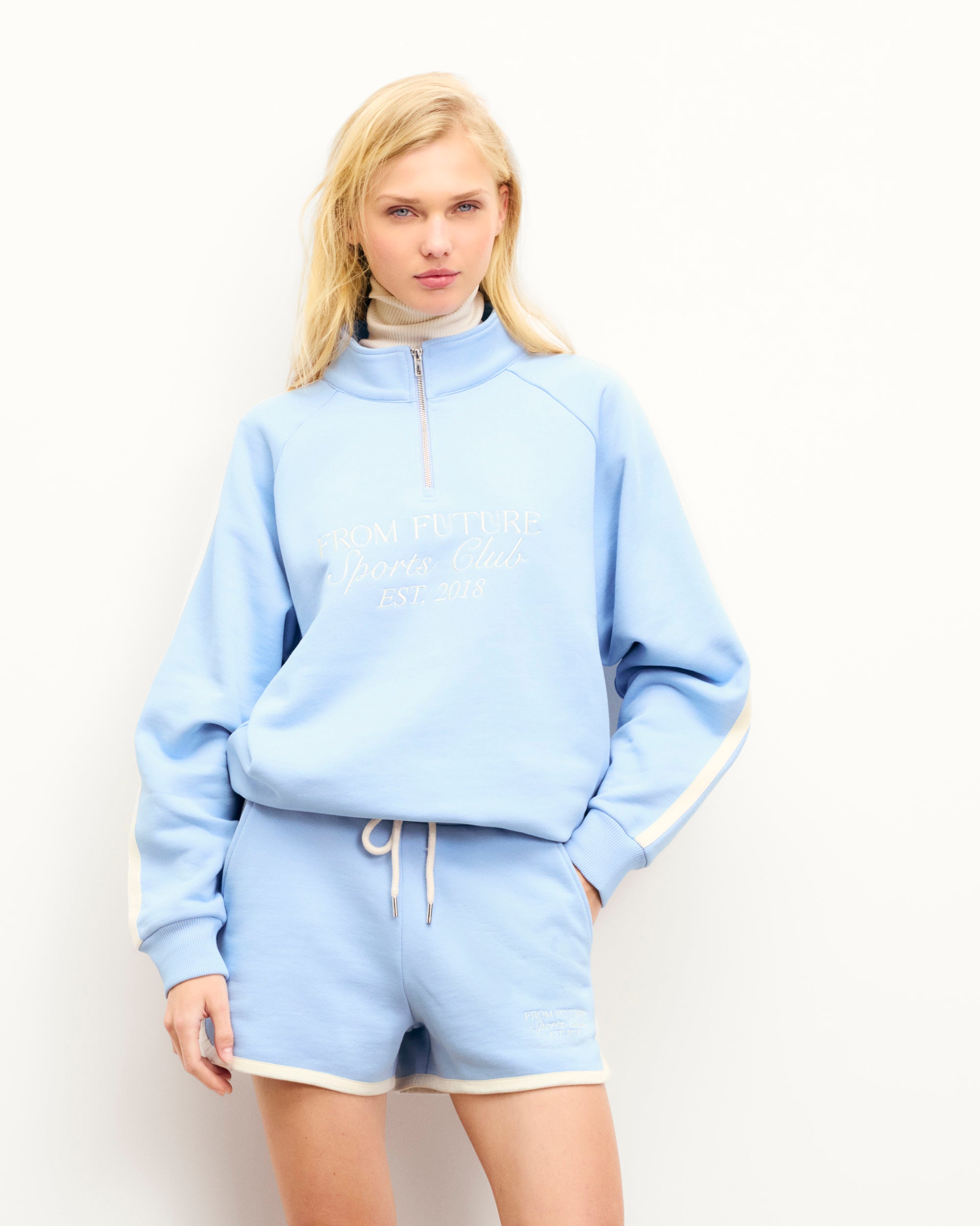 BABY BLUE / NEW / QTY : 28 / Sweatshirt Col Camionneur - Baby Blue