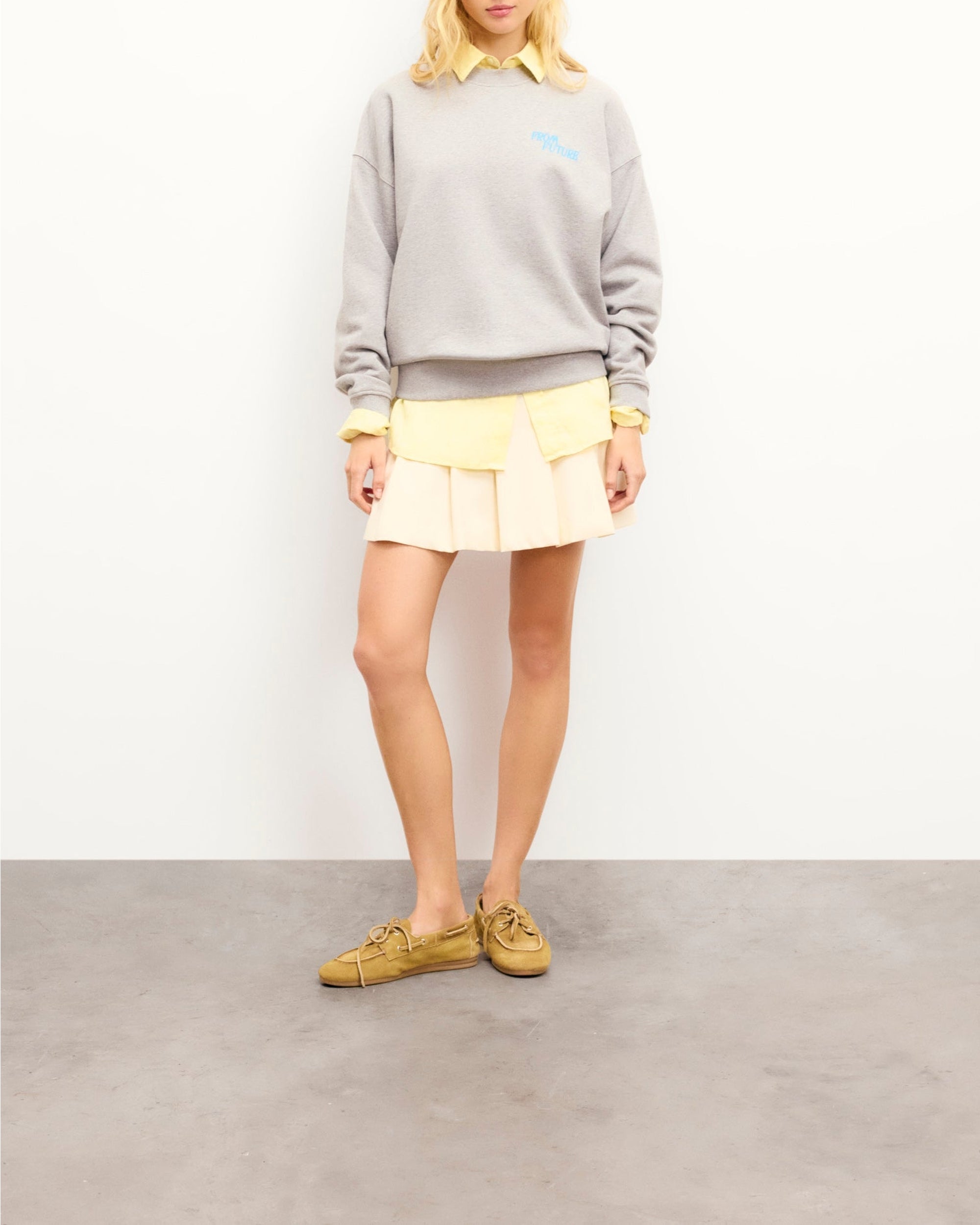 Sweatshirt à col rond - Gris Chiné Clair