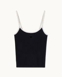 NOIR / NEW / QTY : 28 / Top Bretelles Bicolore Cœur - Noir