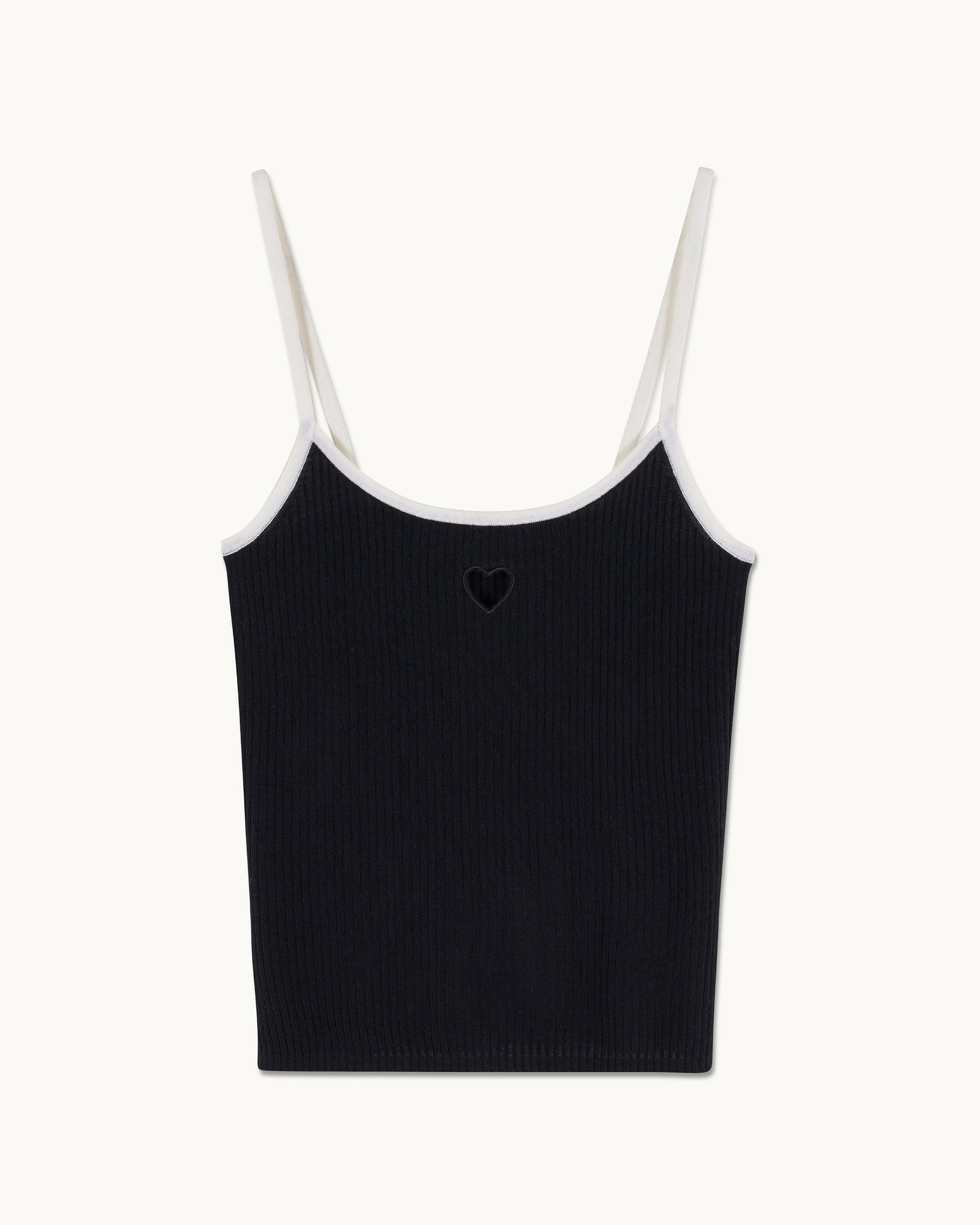 NOIR / NEW / QTY : 28 / Top Bretelles Bicolore Cœur - Noir